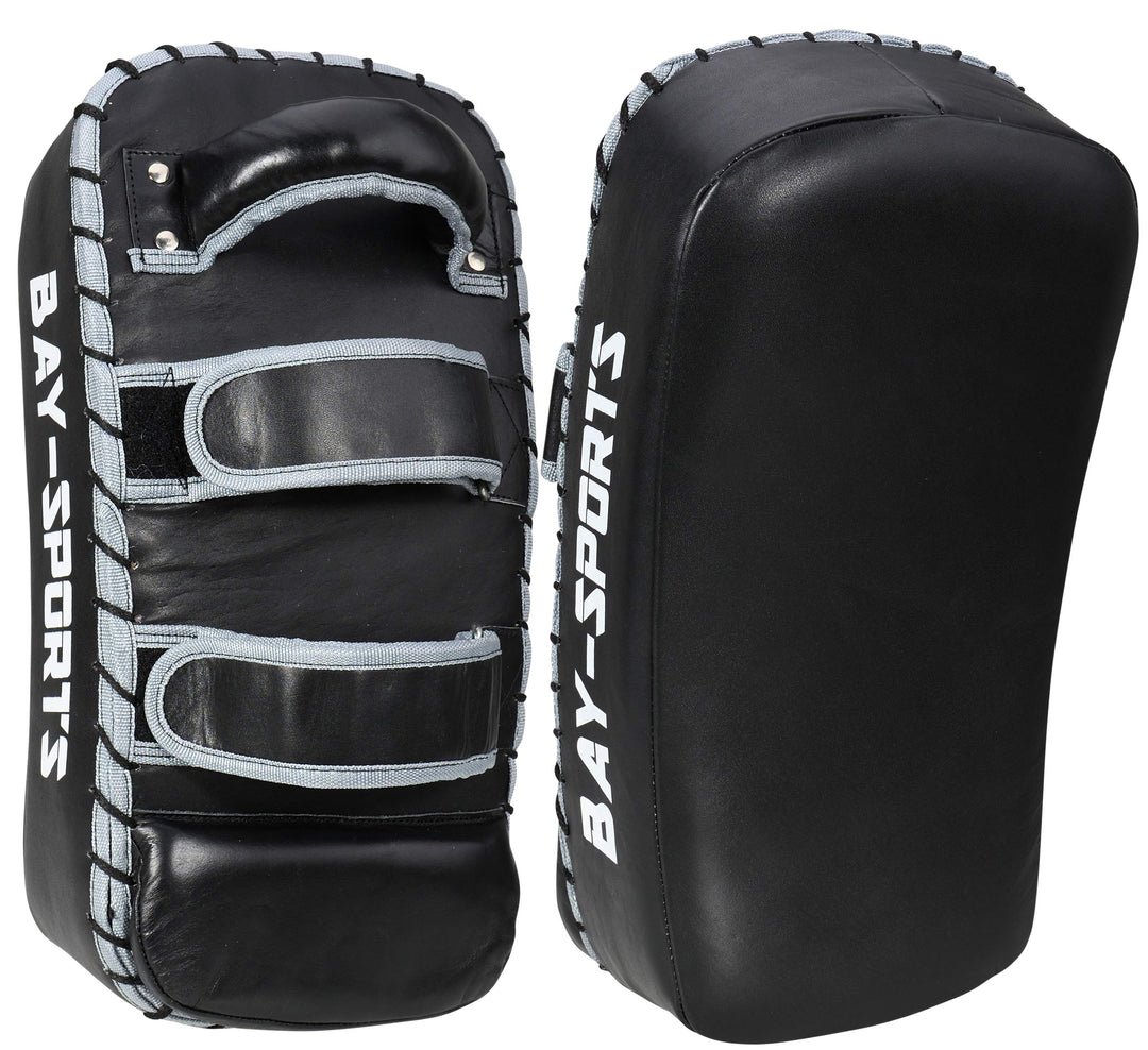BAY Sports Leder Thai TECH 2020 Arm-Pratzen, Handpratzen, Armschlagpolster, vorgekrümmt, schwarz, Pr