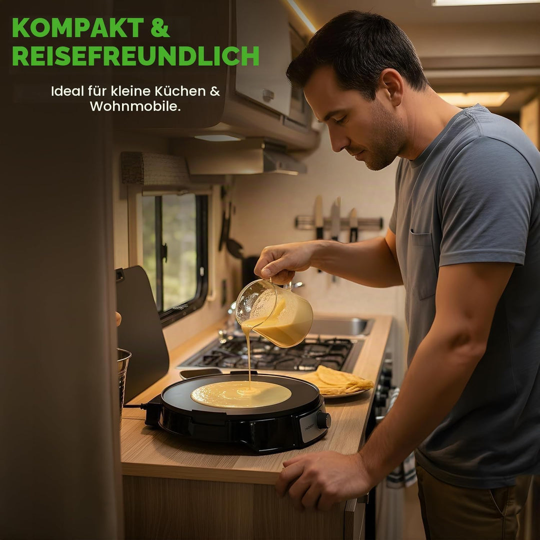 NutriChef Crepes Maker 30 cm mit Abnehmbarer Wendeplatte - Antihaft Oberfläche, LED Anzeige und Temp