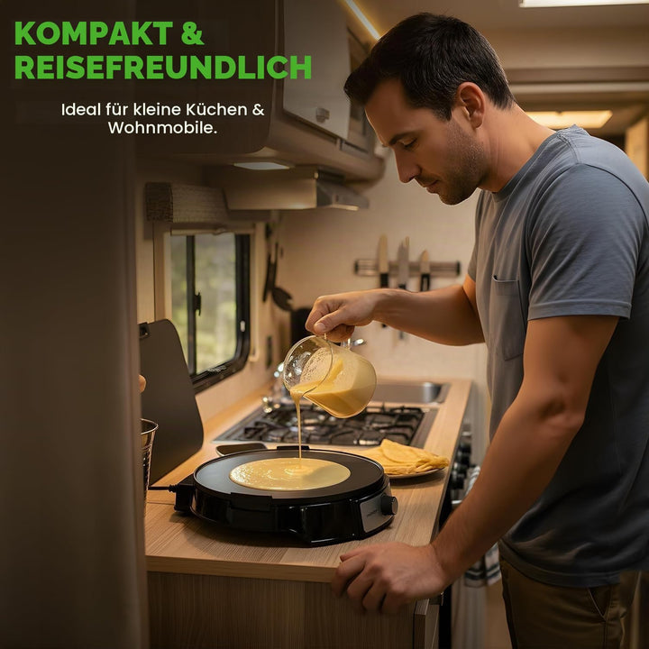 NutriChef Crepes Maker 30 cm mit Abnehmbarer Wendeplatte - Antihaft Oberfläche, LED Anzeige und Temp