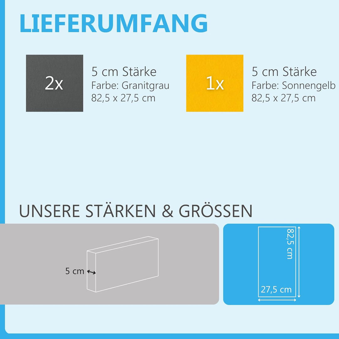 platino24 Schallabsorber COLORE aus Basotec G+ I Akustikpaneele mit Akustikfilz I 3 Wand-Paneele in
