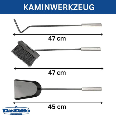 DanDiBo Kaminbesteck Schwarz Modern 4 Teilig Set 96571 Kaminset Kamingarnitur Ofenbesteck