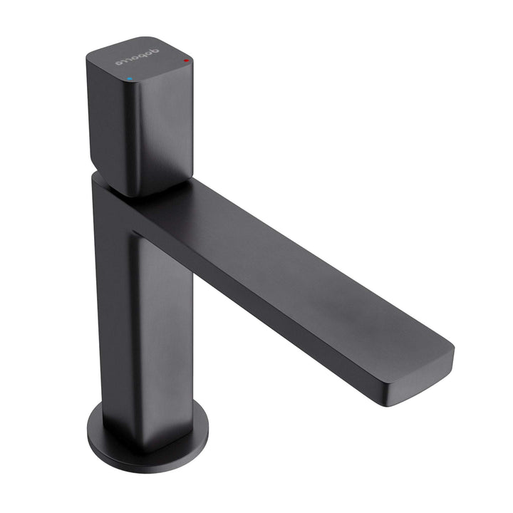 Mai & Mai Wasserhahn Bad Waschtischarmatur eckiges Design Badarmatur Schwarz matt Chrom 19,6cm hoch