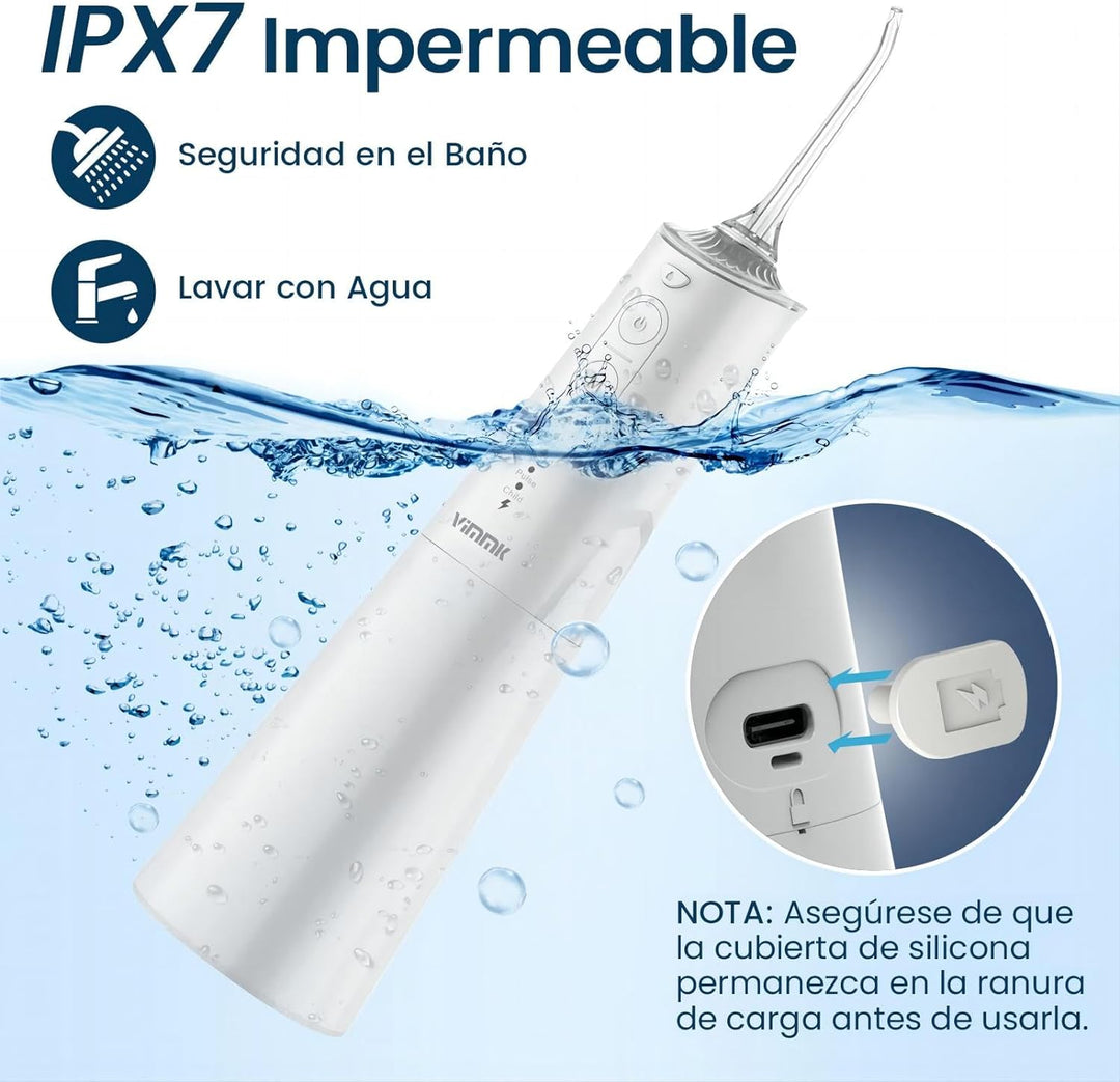 Munddusche, Vimmk Professional Waterflosser Zahnmunddusche IPX7 Wasserdicht 300ML Wassertank USB-C W