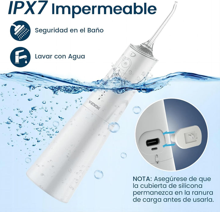 Munddusche, Vimmk Professional Waterflosser Zahnmunddusche IPX7 Wasserdicht 300ML Wassertank USB-C W