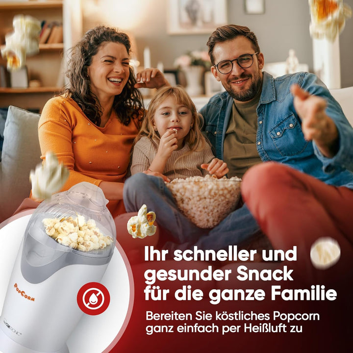 Clatronic Popcornmaschine, schnelle Zubereitung, Popcorn in 2 Min., Herstellung mit Heissluft, ohne