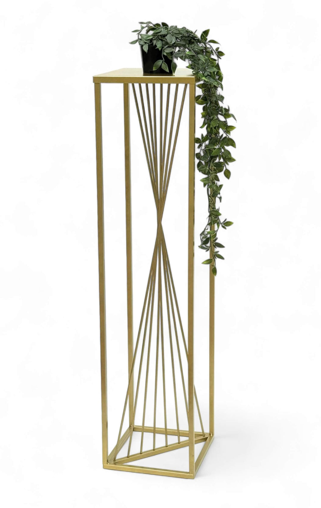 DanDiBo Blumenhocker Metall Gold Eckig 100 cm Blumenständer Beistelltisch 96567 Blumensäule Design M