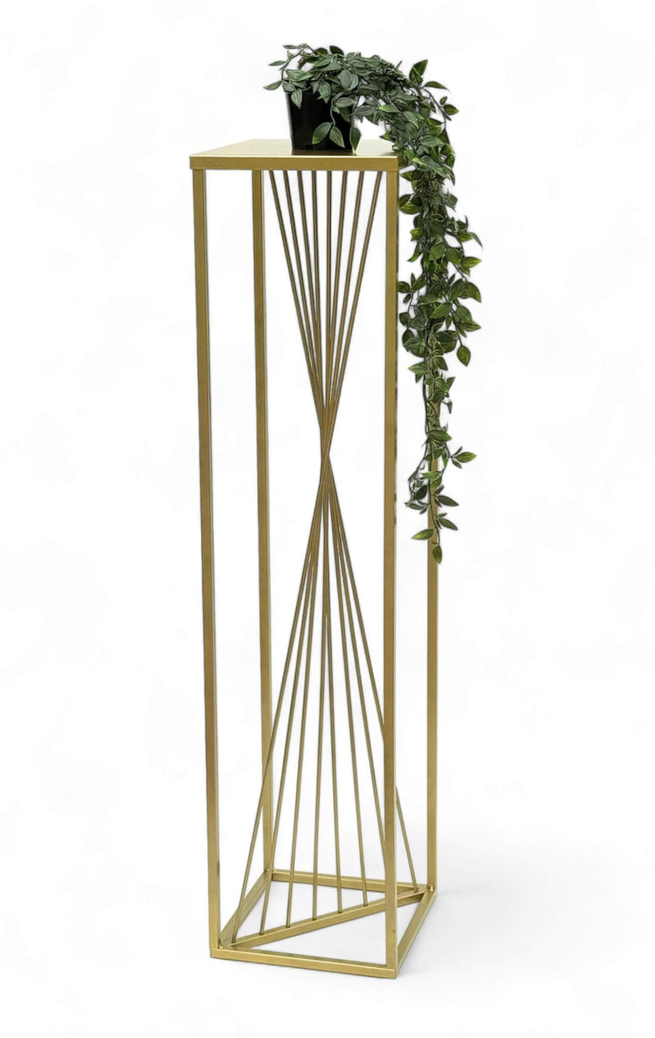 DanDiBo Blumenhocker Metall Gold Eckig 100 cm Blumenständer Beistelltisch 96567 Blumensäule Design M