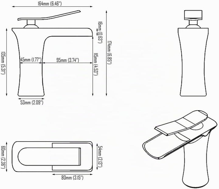 Waschtischarmatur Wasserfall Wasserhahn Bad Mischbatterie Modern Einhebel Waschbecken Armatur für Ba