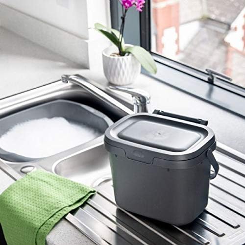 Addis, Komposteimer für Lebensmittelabfälle für die Küche, Plastik, metallic Silver, Compost Caddy C