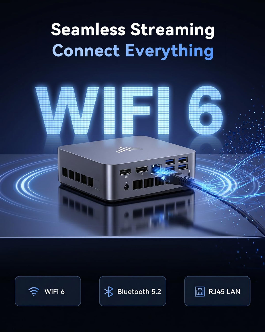 Mini PC Intel Core i5-12450H (bis zu 4,40 GHz), 16 GB (8 GB*2) DDR4 512 GB SSD Mini PC WiFi 6, Mini