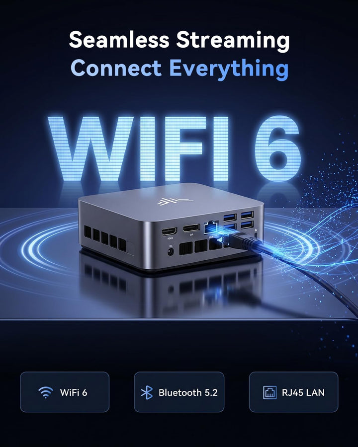 Mini PC Intel Core i5-12450H (bis zu 4,40 GHz), 16 GB (8 GB*2) DDR4 512 GB SSD Mini PC WiFi 6, Mini