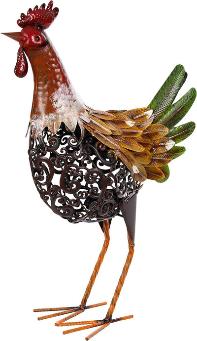 Riesiges dekoratives Metall Figurenpaar Hahn und Henne Set NA681 + 682 Hahn 55cm Huhn52 cm Hand bema