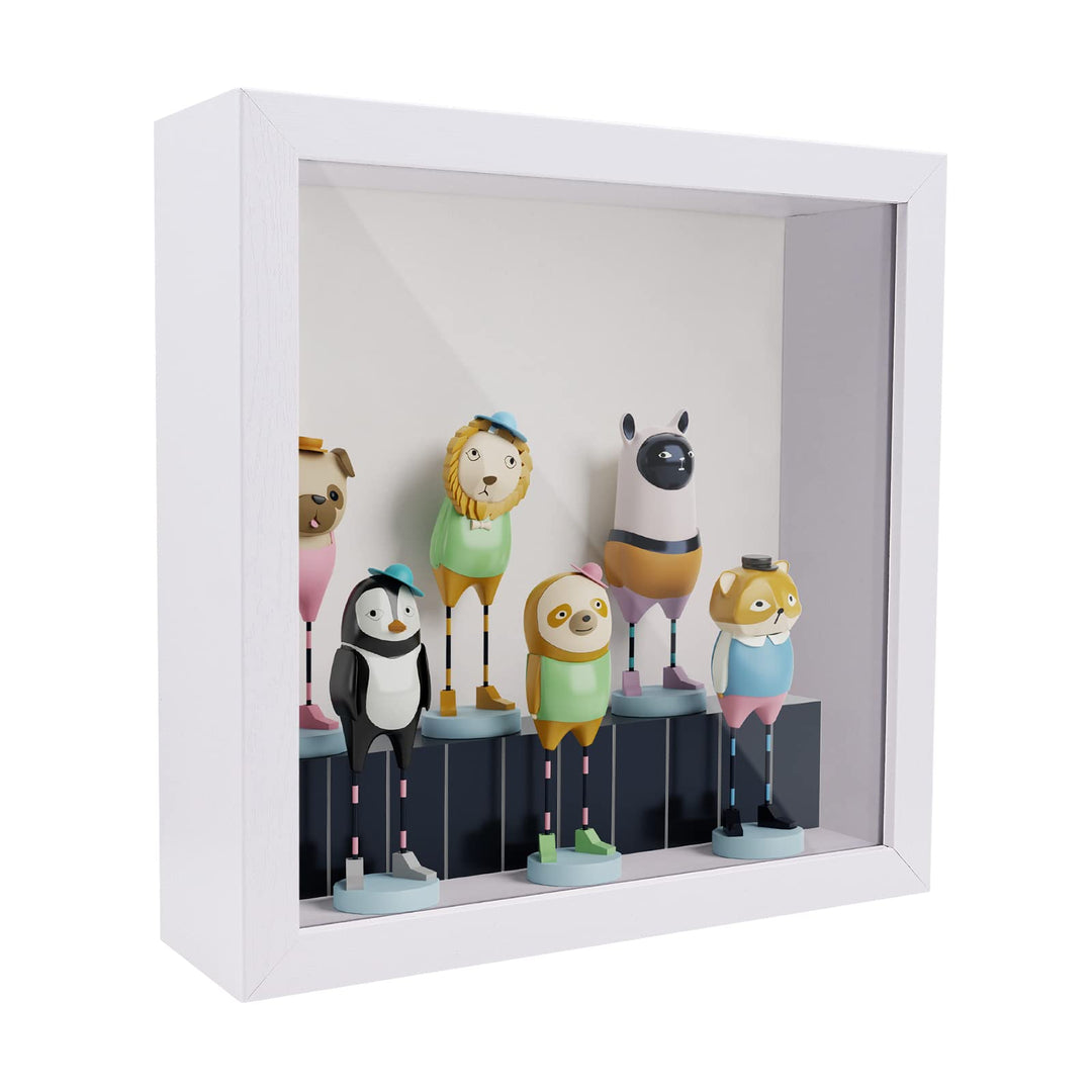 ShawFly 3D Shadow Box(22.3x22.3x6cm) Bilderrahmen aus Holz tiefe Box quadratisch tiefe Vitrine für M