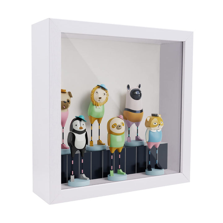 ShawFly 3D Shadow Box(22.3x22.3x6cm) Bilderrahmen aus Holz tiefe Box quadratisch tiefe Vitrine für M
