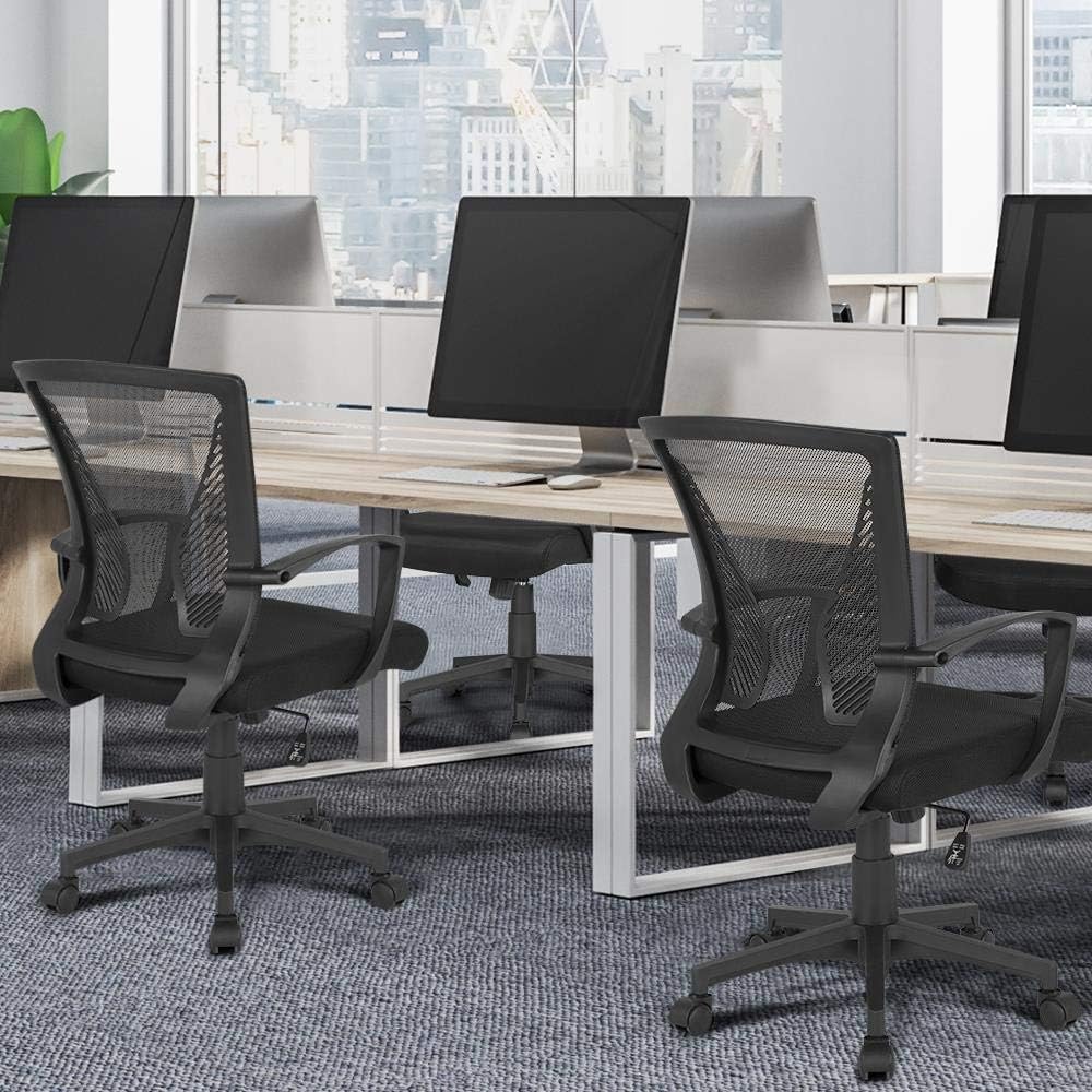 Yaheetech 2 Stück Bürostuhl, Schreibtischstuhl ergonomisch, Drehstuhl mit Netzbespannung, höhenverst
