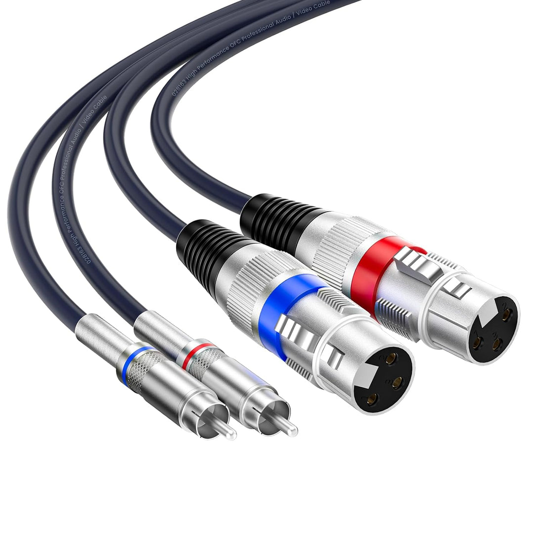 Tisino Doppelte XLR-Buchse auf Cinch-Kabel, Hochleistungskabel, 2 XLR-Buchsen auf 2 Cinch-Stecker, H