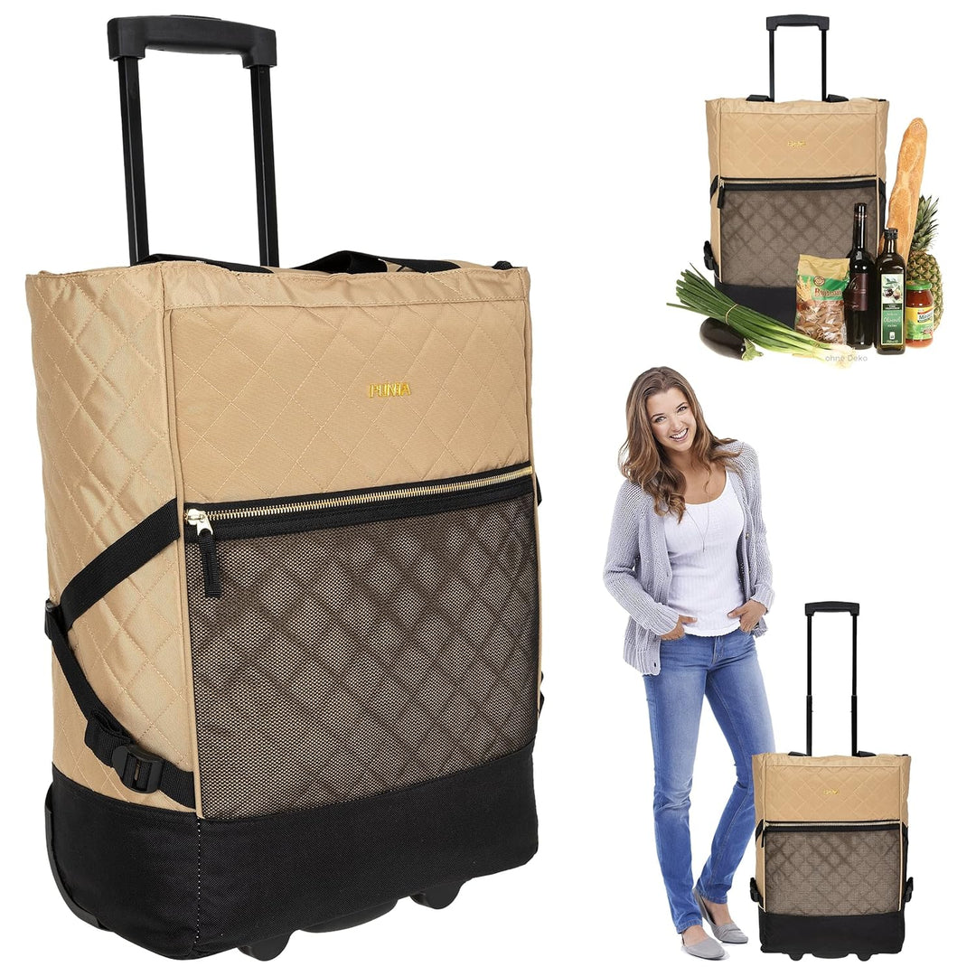 Punta 2er Set Wheel Einkaufstrolley Einkaufsroller + Faltschopper [Auswahl] (Gold Classy 10422-2900)