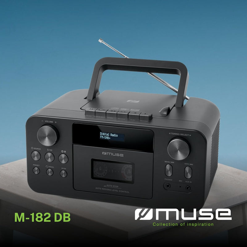 MUSE Tragbares DAB+ Radio mit Bluetooth CD-Player, Kassettenspieler, UKW, Kopfhörer-Eingang, AUX-In,