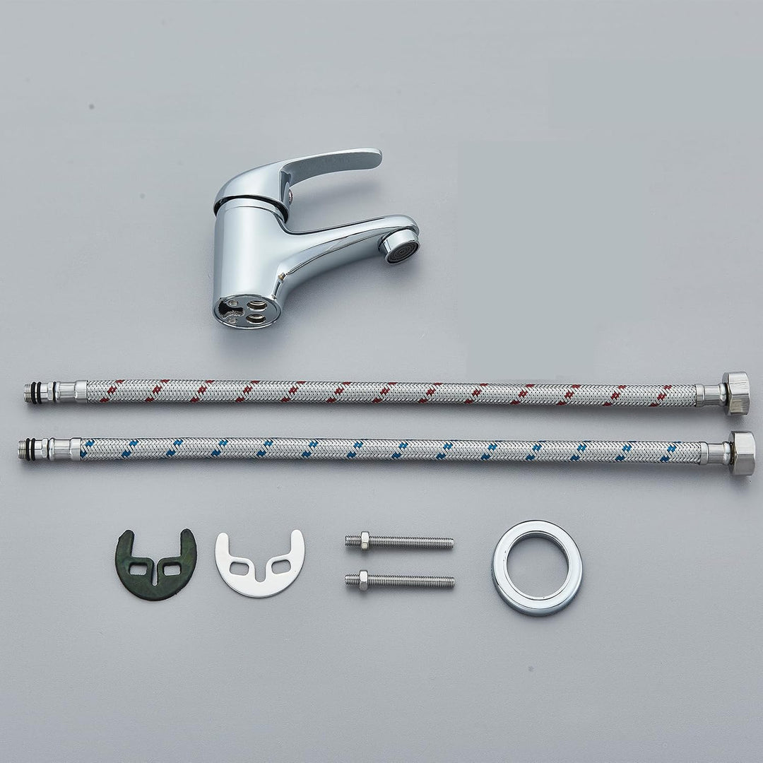 Wasserhahn fürs Bad Waschtisch-Einhebelarmatur Verchromter Messingkörper - Niedrige Auslaufhöhe Wass