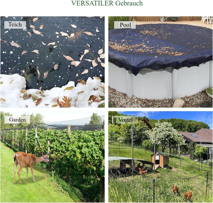 Teichnetz Feinmaschig Garden 15x15m Teichnetz Vogelschutznetz schwarz,robust, witterungs- & UV bestä