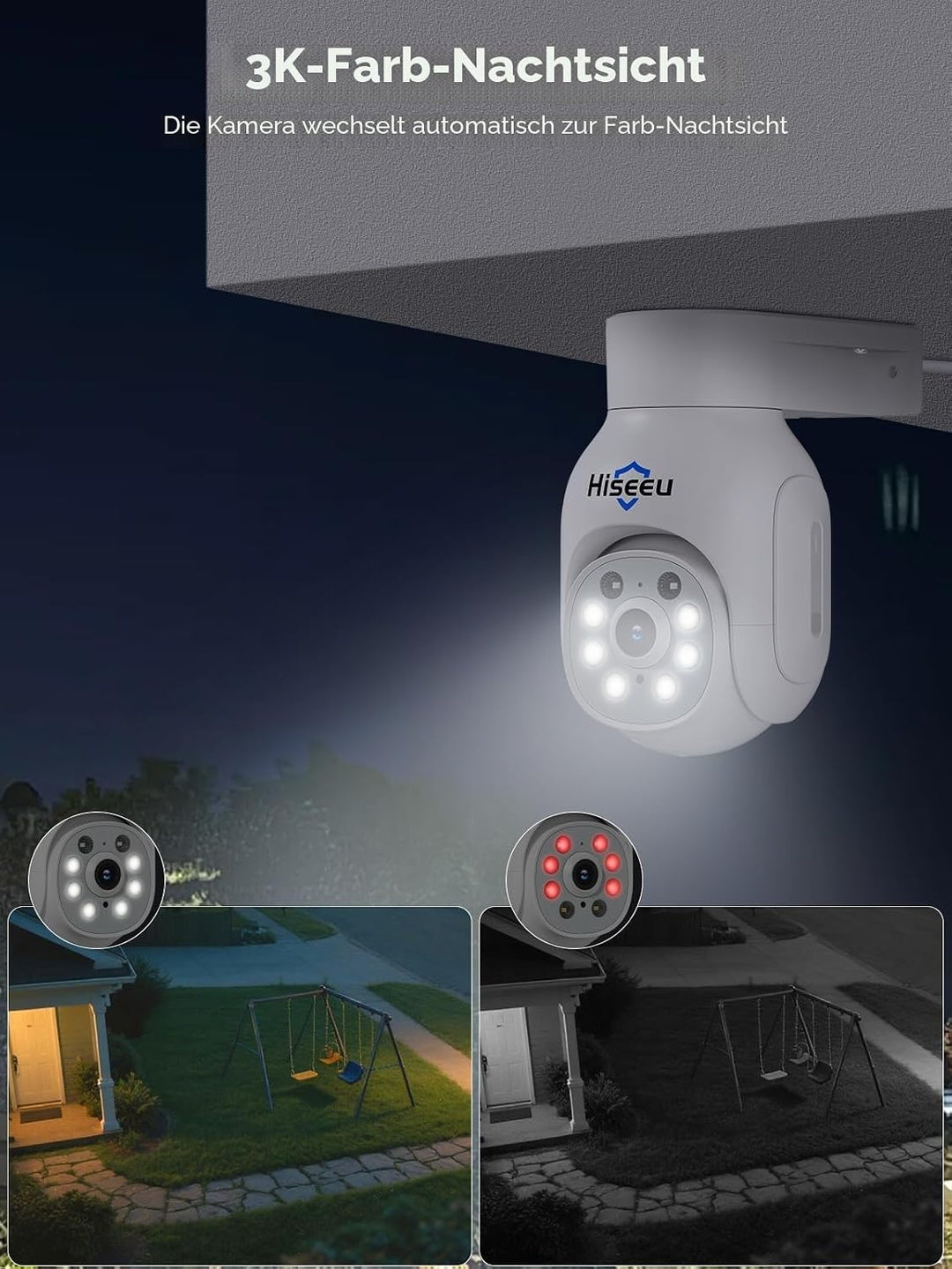 【5MP+PTZ】 Hiseeu Überwachungskamera Set Aussen WLAN mit 10&