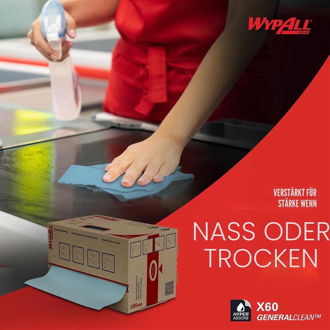WypAll X60 General Clean Multi-Task Reinigungstücher 8250 – 2-in-1 Midi-Rollenreinigungssystem – 1 b