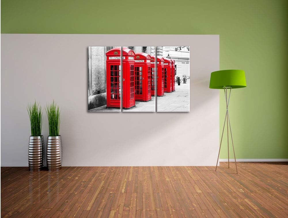 Pixxprint rote Londoner Telefonzellen 3-Teiler Leinwandbild 120x80 Bild auf Leinwand