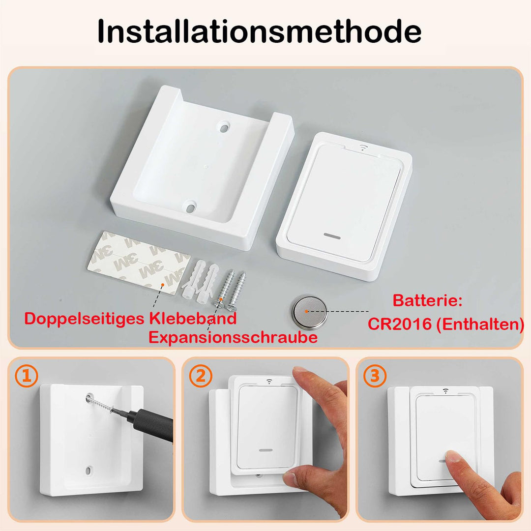 Kabelloses Lichtschalter Satz Funk, Mobiler Funksender Wandsender 2 in 1 Funkschalter Licht 100M Rei