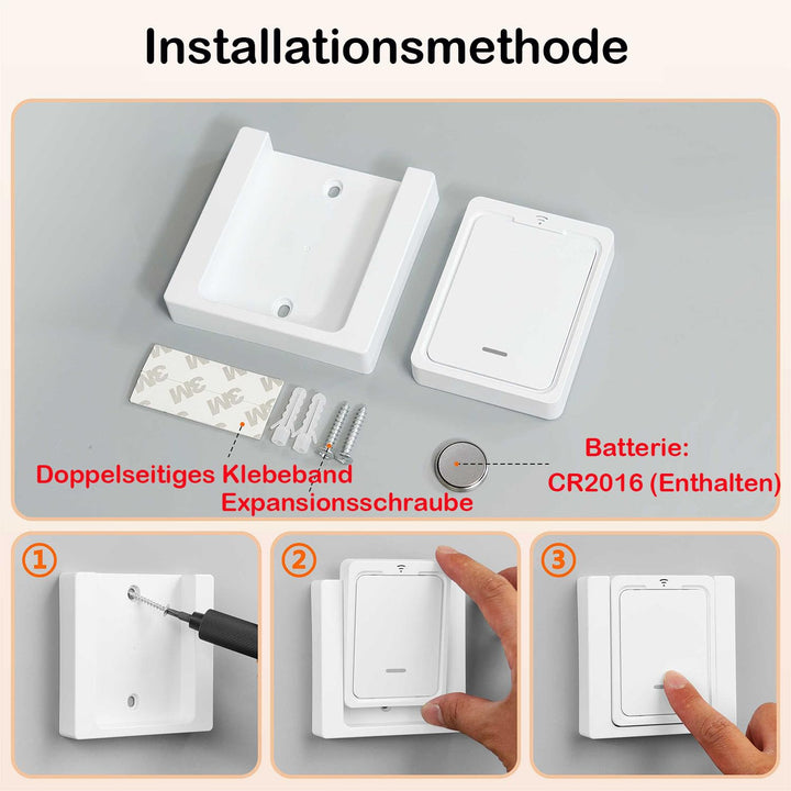 Kabelloses Lichtschalter Satz Funk, Mobiler Funksender Wandsender 2 in 1 Funkschalter Licht 100M Rei