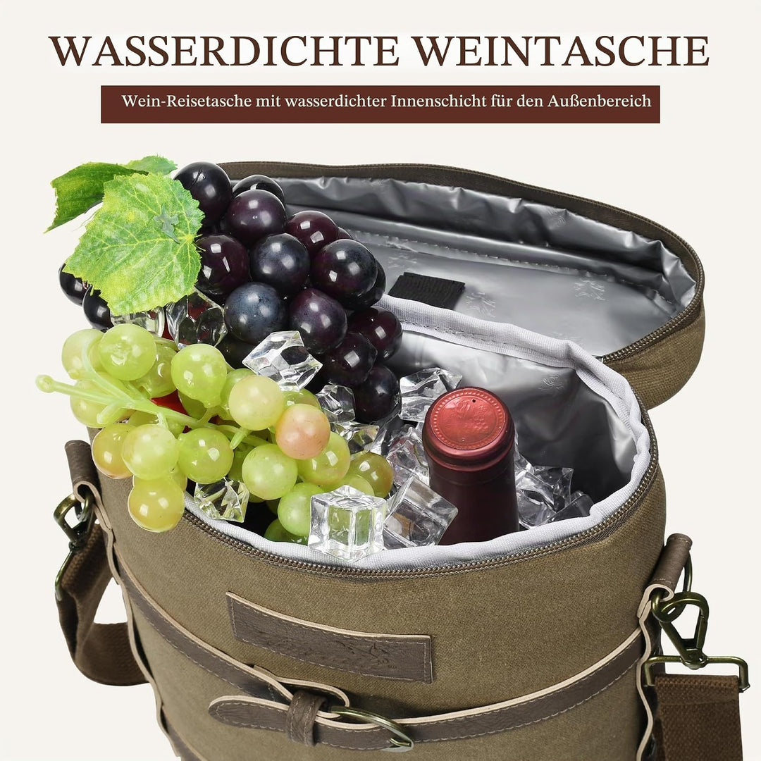 Kato Flaschentasche für 1 Flasche Kühltasche für Wein Bier Getränke Outdoor Tragetasche mit Trennwan