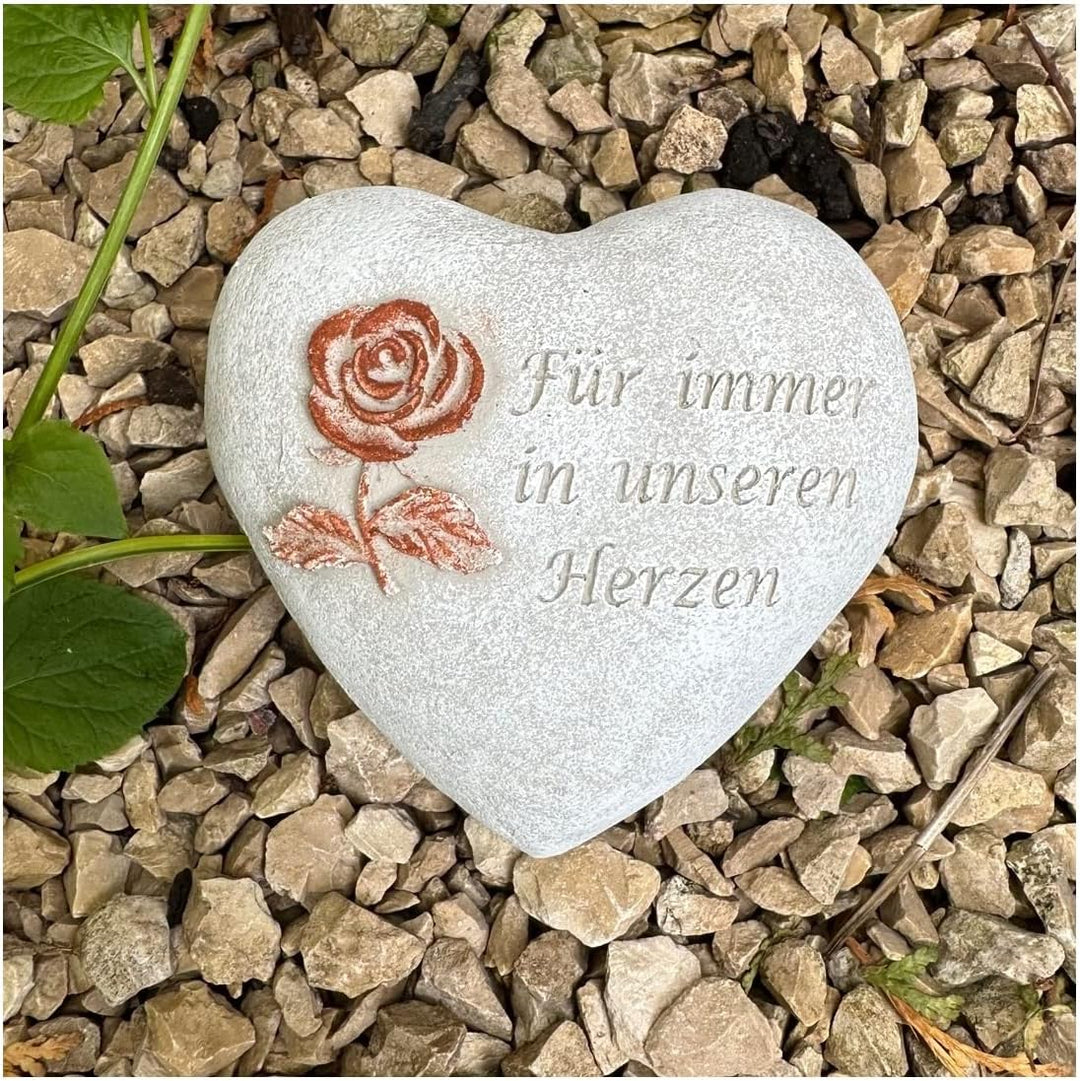 Grabherz Grabschmuck Grab Herz Spruch - Für Immer in unseren Herzen - ca.500g Rose Rost