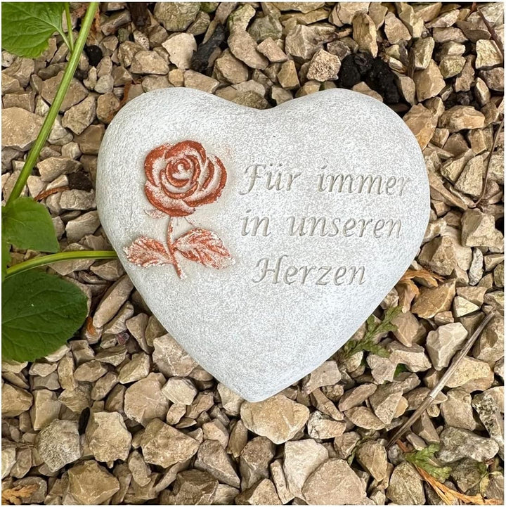 Grabherz Grabschmuck Grab Herz Spruch - Für Immer in unseren Herzen - ca.500g Rose Rost