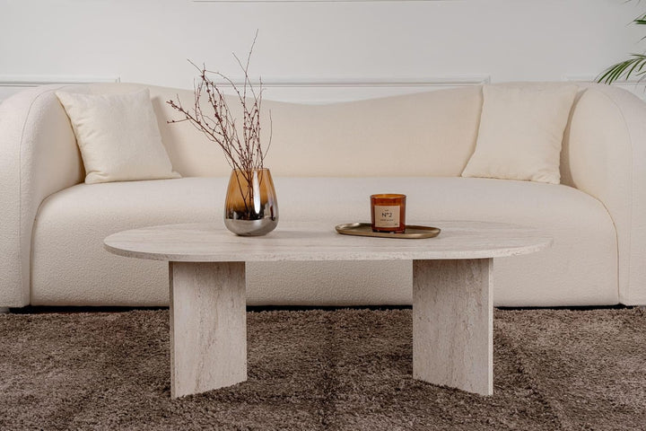 Hanah Home Elegant Coffee Table, Travertine Color, 119 x 39.8 x 60 cm | 100% Melamine Coated Particl