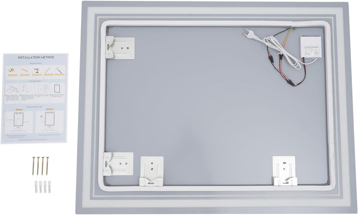 Badezimmerspiegel mit Beleuchtung, rechteckiger Wandspiegel, 70 x 50 cm, 10-100 % stufenlos verstell