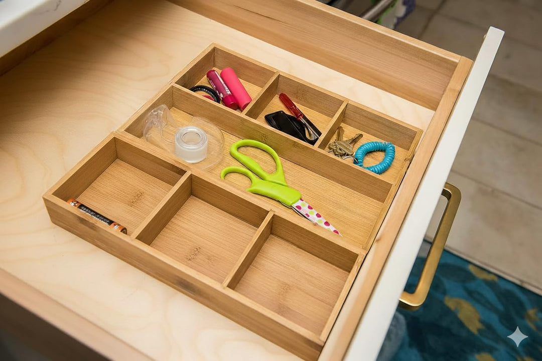 Lipper International 824 Organizer-Tablett aus Bambusholz, 4 Fächer, 29,5 x 20,3 x 4,5 cm, Bambushol