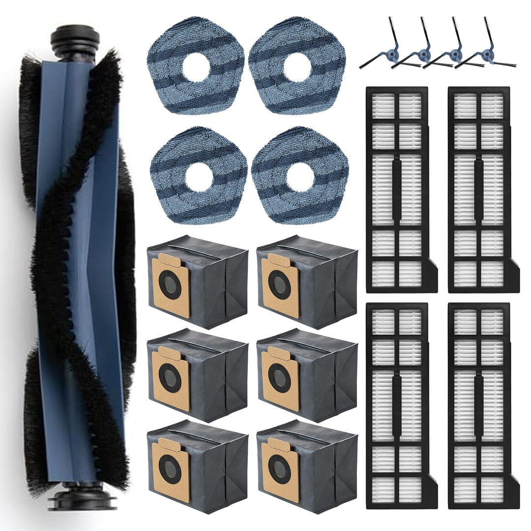 19 Stück X10 Pro Zubehörset für eufy X10 Pro Omni Saugroboter,1 Hauptbürste, 4 Seitenbürsten, 4 HEPA