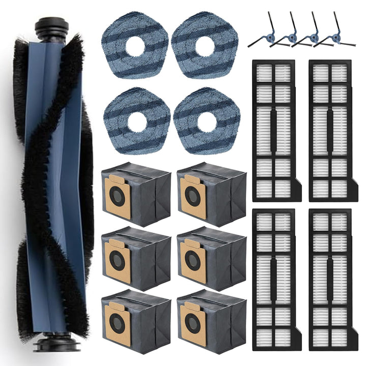 19 Stück X10 Pro Zubehörset für eufy X10 Pro Omni Saugroboter,1 Hauptbürste, 4 Seitenbürsten, 4 HEPA