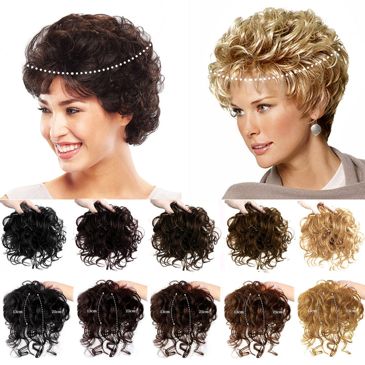 EREE HAIR Kurze, lockige Echthaar-Topper, 11,9 x 12,7 cm, Topper, Haarverlängerung, gewellt, Toupet,