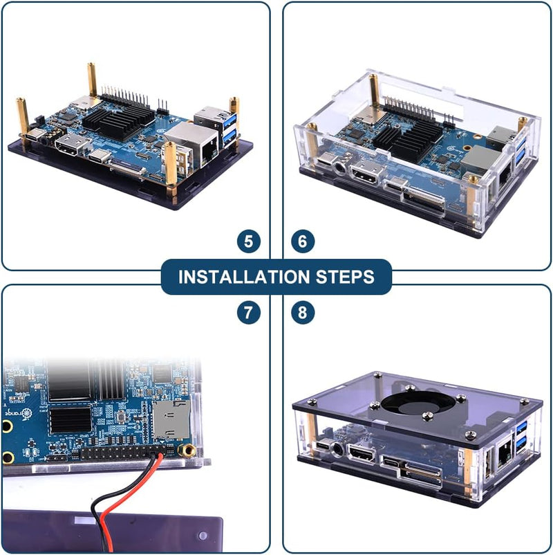 GeeekPi Orange Pi 5 Basic Starter Kit,Orange Pi 5 Case with 40mm Fan,Heatsinks,18W 5V 3.6A Power Sup