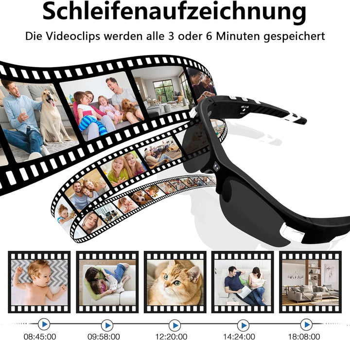 LXMIMI Aufgerüstete Sonnenbrillen Kamera, HD 1080P Sportbrillen Kamera, Sport DV Kamera Unterstützun