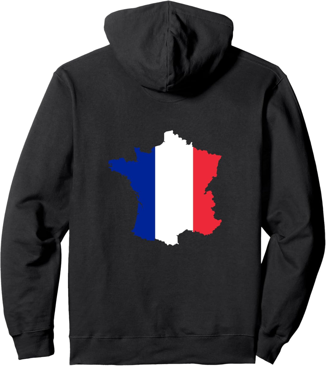 Frankreich Länderumriss auf Flagge Pullover Hoodie