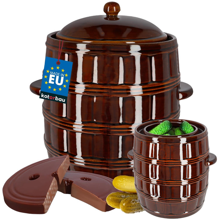 KOTARBAU® Gärtopf 25 L Steinguttopf mit Deckel und Beschwerungsstein Hermetisch Sauerkrauttopf Gurke