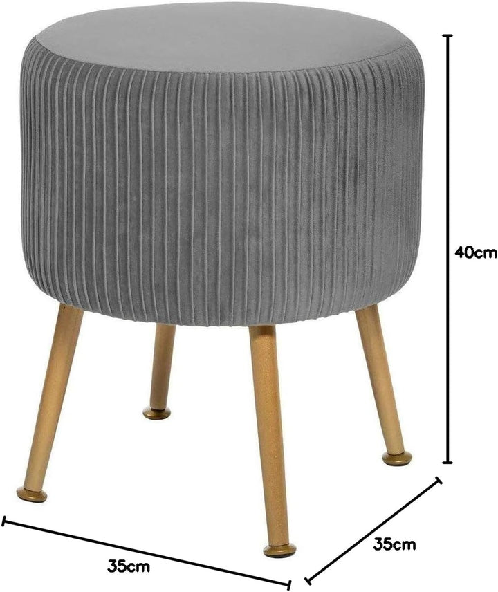 Hocker Solaro grau aus plissiertem Samt - Grau - Atmosphera créateur d'intérieur, Grau