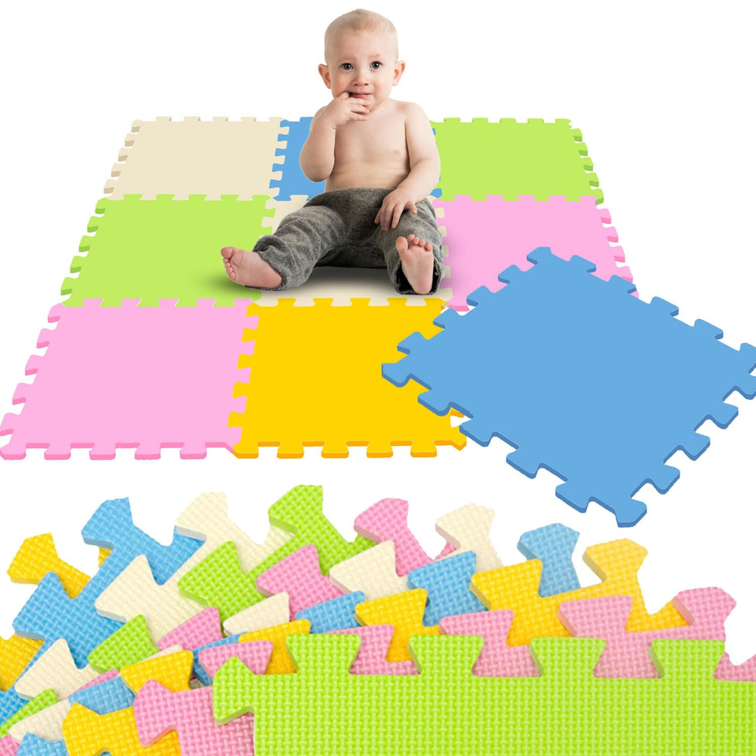 LittleTom 9 Teile Spielmatte Baby ab Null - 30x30 Schaumstoff Puzzlematte Kinder Isomatte Baby Spiel