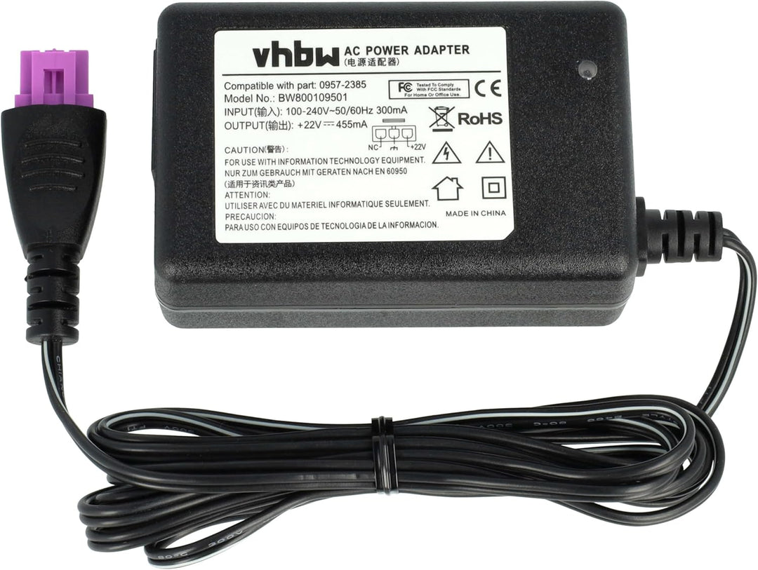 vhbw Netzteil kompatibel mit HP DeskJet 10, 15, 25; HP OfficeJet 26 Drucker - 200 cm
