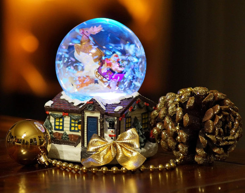 Wichtelstube-Kollektion XL LED Schneekugel Weihnachten elektrischer Schneewirbel, viele Melodien und