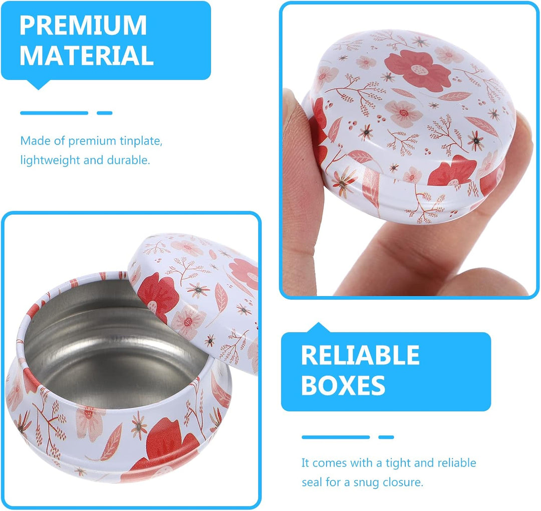 Healifty Healifty 12 Stück Mini-Metall-Leerdosen, runde Blechdosen, Vintage-Weissblechbehälter für T