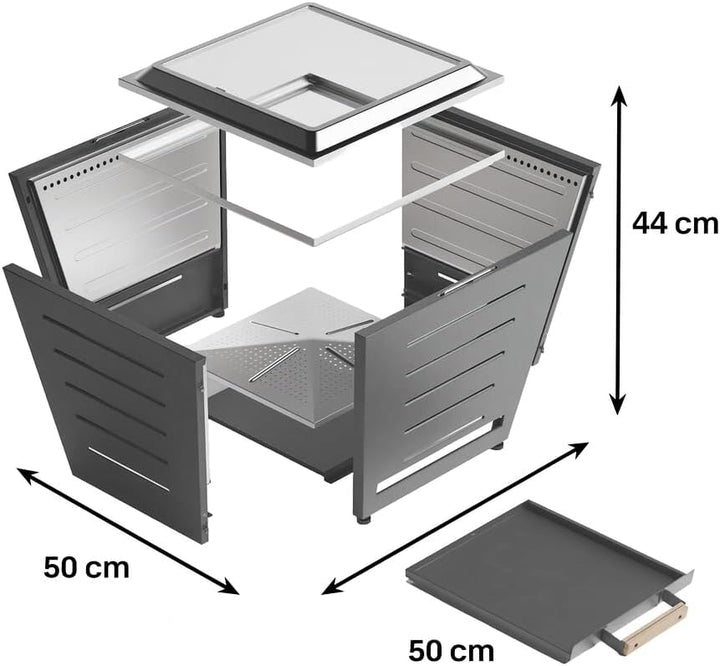 Grill-Welten Raucharme Feuerschale (Firepit) aus Edelstahl – Ash