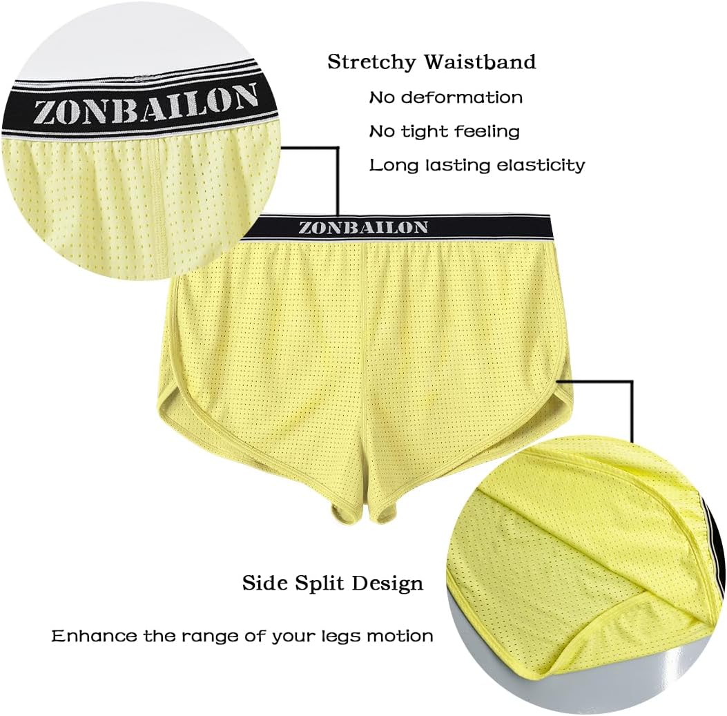 BIATWOWR Herren Transparent Sexy Boxershorts Männer Atmungsaktiv Bequem Unterhose Seitlichem Schlitz