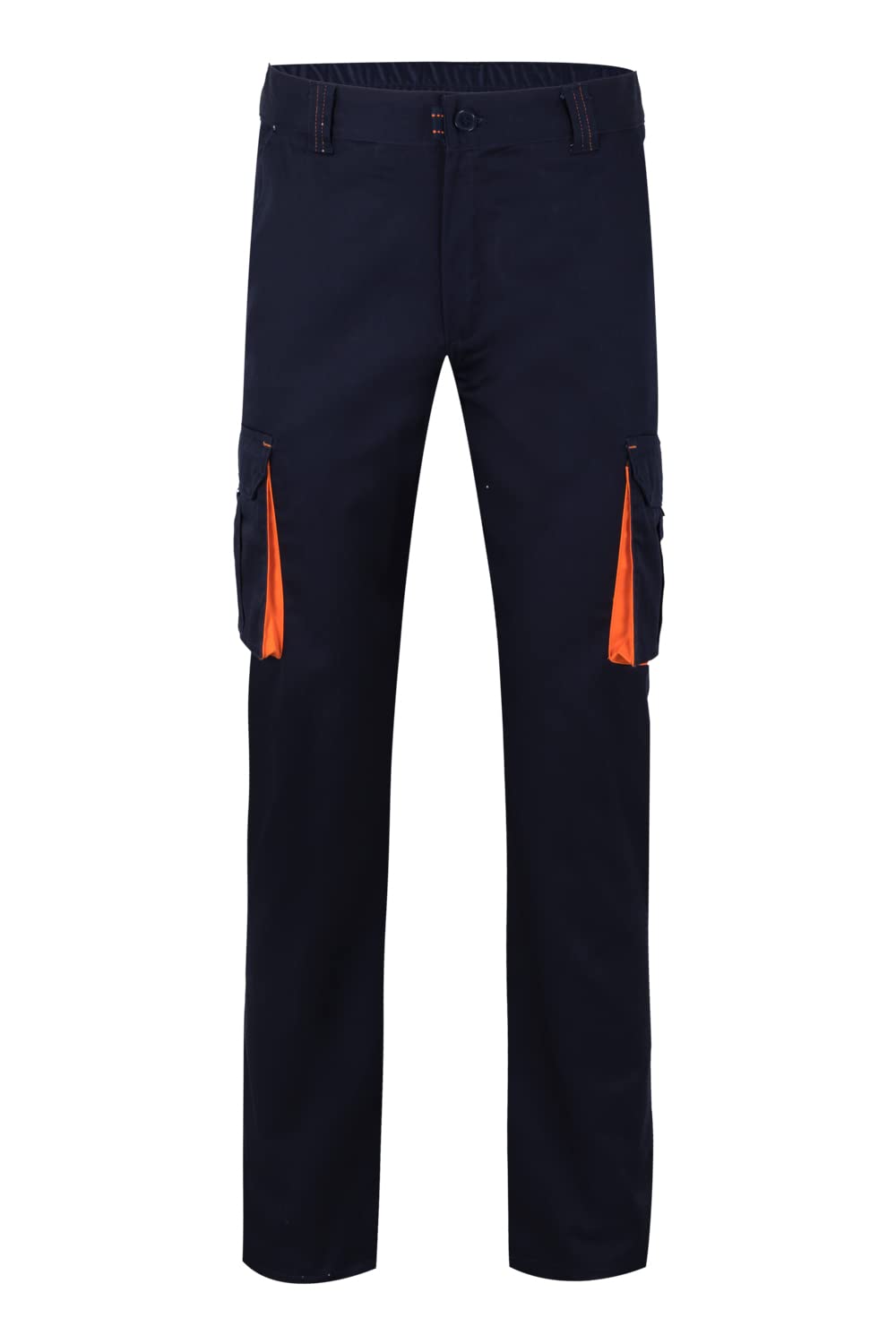 Velilla Unisex Stretch Mehreren Taschen Farbe Navy-Blau und Orange Grösse 46 Hose für professionelle
